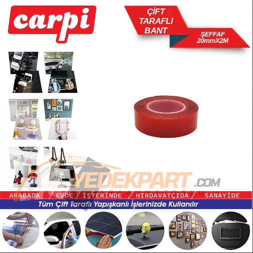 ÇİFT TARAFLI BANT ŞEFFAF 20MM*2MT POŞETLİ